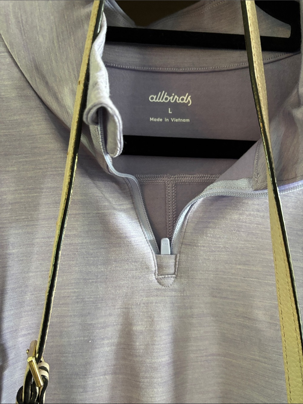 Paige jeans Lavender Light Purple Quarter-Zip Pullover all birds and Kate bag - Picture 3 of 7